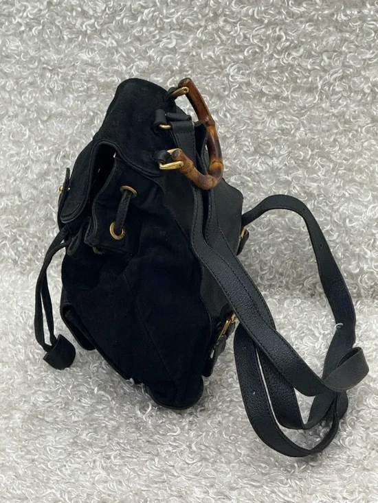 Gucci Mini Bamboo Backpack in Black Suede Leather - Picture 4 of 16